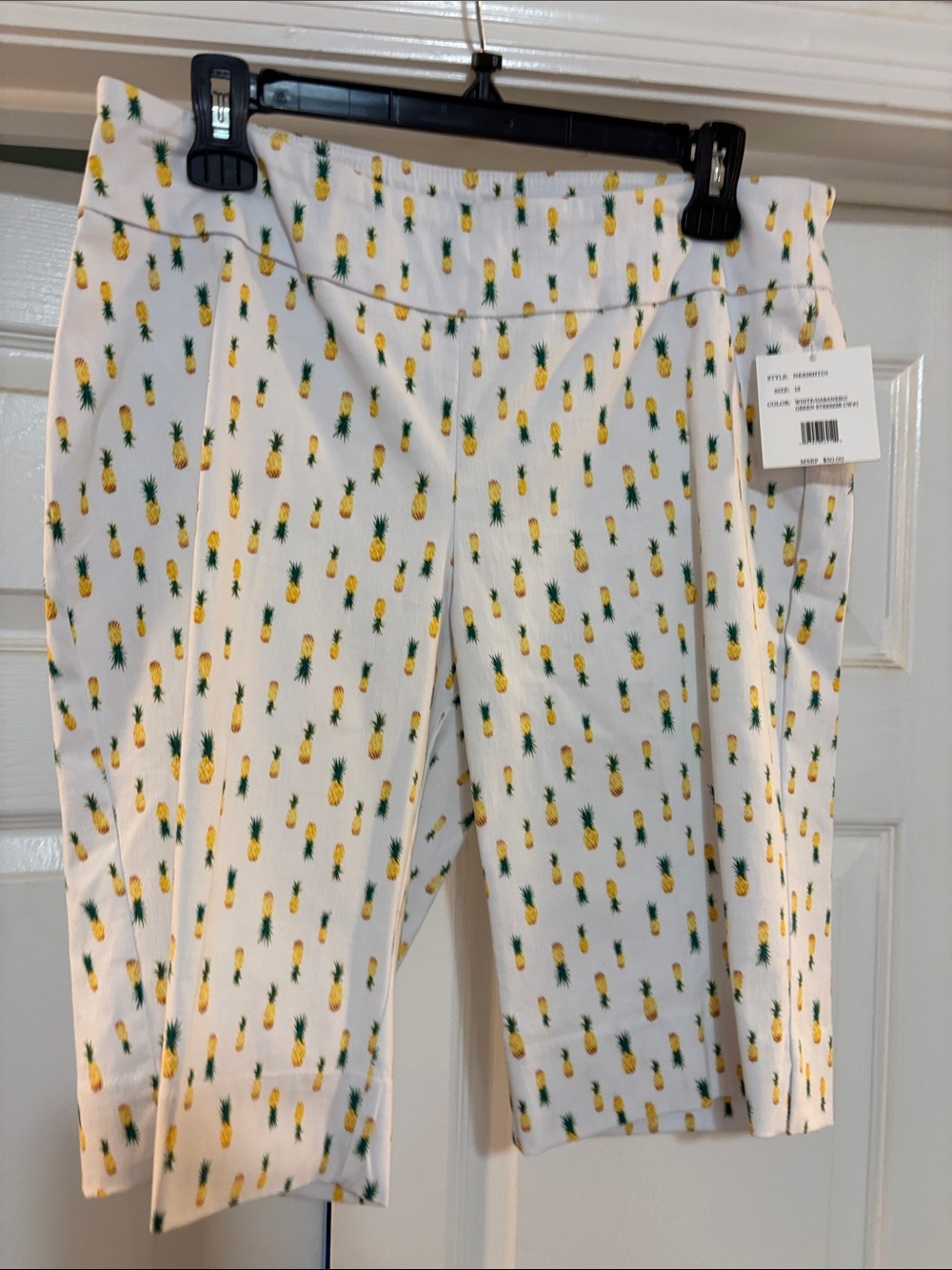 Zac & Rachel White Pineapple-Print Bermuda Shorts 12